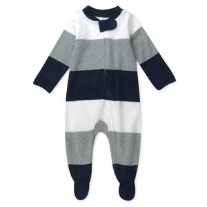 lot 14053 image: HonestBaby Unisex Baby Classics & Play Footed One-piece Pajama 100% Organic Cotton And Toddler Sleepers, Jumbo Stripe Navy, Newborn US