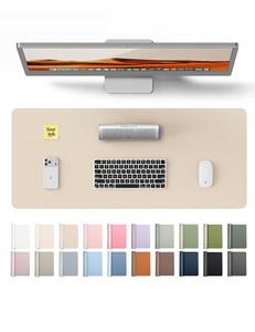 lot 14056 image: YSAGi Leather Desk Pad Protector, Office Desk Mat, Large Mouse Pad, Non-Slip PU Leather Desk Blotter, Waterproof Laptop Desk Writing Pad for Office and Home (23.6 x 13.8, Eggshell)