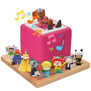 lot 14069 image: Gieanoo for TonieBox 21 Tonie Box Shelf,Square Pine Wood Tonie Magnetic Storage Shelf uesd for Desk or Floor Tonies Holder Display Shelf for 12-30 Characters for Kids Room(Natural)