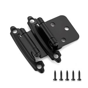 lot 14074 image: Ravinte 10 Pack (5 Pairs) 12 Overlay Cabinet Hinges, Self-Closing Semi-Concealed Face Mount, Matte Black Decorative Hardware with Door Bumpers for Kitchen & Cupboard Doors