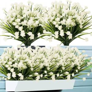lot 14076 image: NOV FIRE Outdoor Artificial Fake Flowers - 8 Bundles Plastic Flowers Outdoors Plants UV Resistant Faux Flowers for Indoor Outdoor Garden Hanging Porch Window Box Wedding Decor(White)
