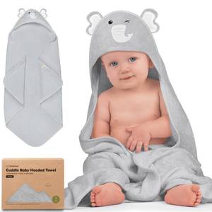 lot 14106 image: KeaBabies Hooded Baby Towel for Newborn - Viscose Derived from Bamboo Large Baby Bath Towels with Hood for Boys, Girls, Toddler, Extra Absorbent & Soft Newborn Bath Essentials (Elephant, Regular)