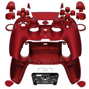 lot 14109 image: eXtremeRate Luna Redesigned Full Set Shell Buttons Touchpad Cover Compatible with ps5 Controller BDM-030 BDM-040 BDM-050, Scarlet Red Replacement Top Bottom Cover Case Compatible with ps5 Controller