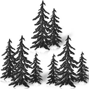 lot 14112 image: Hotop 8 Pieces Pine Tree Metal Wall Decor Set Landscape Art Sculpture Rustic for Christmas Outdoor Home Farmhouse Cabin (Black)