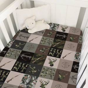 lot 14125 image: Hunting Patchwork Baby Crib Sheets for Boys Camouflage Deer Duck Hunt Soft Snug Fitted Crib Mattress Covers for 52x28 Standard Crib & Toddler Mattress Boy Men Hunting Lovers Gift Bed Sheets