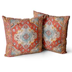 lot 14194 image: Snycler Boho Throw Pillow Covers 18x18 inch Set of 2 Boho Rug Carpet Double Sided Pattern Cotton Soft Pillow Case Cushion Cover Pillowcase for Couch Sofa Bed Decorative (Orange)