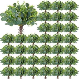 lot 14198 image: Yunsailing 100 Pcs Faux Eucalyptus Stems with White Seeds Artificial Eucalyptus Leaves Greenery Decor Fake Leaf Branches for Wedding Bouquets Centerpiece Flower Arrangement Farmhouse Home Decoration