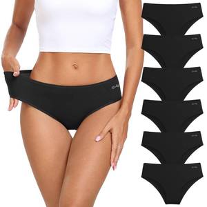 lot 14203 image: coskefy Cotton Underwear for Womens Hipster Panties Soft Breathable Briefs Stretch Ladies Hipster 6 Pack Black