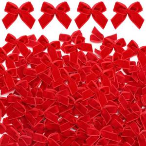 lot 14220 image: Waydress 120 Pcs Tiny Mini Christmas Velvet Bows for Crafts Xmas Twist Tie Bows Ribbon Bowknot Christmas DIY Craft Sewing Scrapbooking Gift Wrapping(Red,1 Inch)