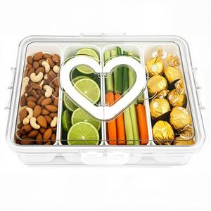 lot 15378 image: XXKMDXW Divided Snack Serving Tray with Lid and Handle travel Snackle Box Charcuterie Container Portable Storage Organizer for Candy Divided Serving Tray with Lid for Fruits, Snacks, Sauces & More