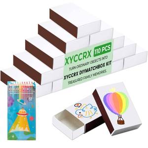 lot 15379 image: XYCCRX 110PCS Blank Matches Containers White with 12 Colored Pencils DIY Match Books Storage Boxes Bulk Match Holder with Double-Sided Striker for Wedding Bridal Birthday Party Favor(No Matches)