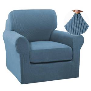 lot 15394 image: Turquoize 2 Piece Chair Covers Chair Slipcovers for Living Room Small Armchair Chair Cover with Arms Washable Furniture Cover for Chairs Feature Thick Jacquard Fabric (Small Armchair, Dusty Blue)