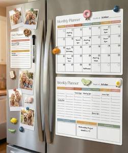lot 15397 image: Beautiful Magnetic Dry Erase Calendar Set of 3 - Easy-to-Erase Whiteboard with Marker & Premium Magnet for Your Fridge - The Perfect Weekly and Monthly White Board Organizer for Everyday Planning