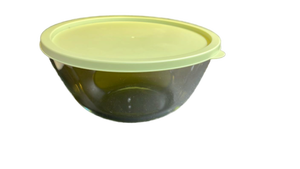 lot 15402 image: Glass Bowl with Green-Yellow Lid