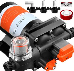 lot 15404 image: Upgraded Version 12V DC Self-Priming Diaphragm Water Pump,30-70 PSI Continuously Adjustable,6.0GPM Water Flow,RV Fresh Water Pump with Automatic Pressure Switch for RV, Yacht, Camper