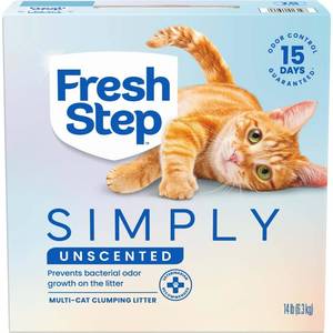 lot 15405 image: Fresh Step Simply Unscented Clumping Litter, Fresh Step Unscented Cat Litter With Activated Charcoal Technology, 14 lb. Box