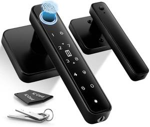 lot 16108 image: Pulido 4-in-1 Smart Fingerprint Door Knob Lock, No App Required, Door Locks for Bedrooms & Offices, Finger Print Door Knobs with Code & Keypad, Biometric Thumbprint Door Knob