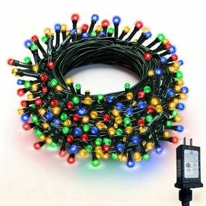 lot 16115 image: RPGT Christmas Tree Light 200 LEDs 73ft Green Cable Wire Fairy String Twinkle Lights Plug in 12 Modes for Xmas Party, Indoor,Outdoor, Garden, Wedding, Home Decoration (Multi Color)