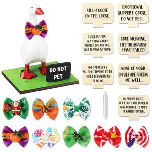 lot 16122 image: Relaxweex Magnetic Goose Key Holder Cute Resin Goose Statue with Mini Bow Tie Writable Interchangeable Signs Chalk for New Apartment Housewarming Gifts Office Table Desk Home Decor(Classic)
