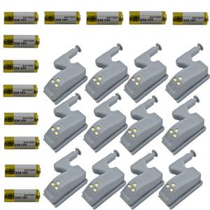 lot 16129 image: 12Pcs Universal Cabinet Cupboard Hinge LED Light Sensor Light for Modern Kitchen Home Lamp-Warm White with Battery