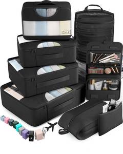 lot 16131 image: Veken 10 Set8 Set Packing Cubes for Travel Essentials, Suitcase Organizer Bags in 4 Sizes, Carry-On Luggage Accessories with Laundry & Toiletry Bag, Airplane Must-Have, Road Trip & Camp Gifts for Men