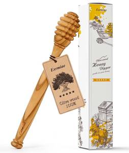 lot 16132 image: Traditional Olive Wood Honey Dipper - Durable & Warp-Resistant, Preserves Honey Purity, 1pcs, 6.3 Inch