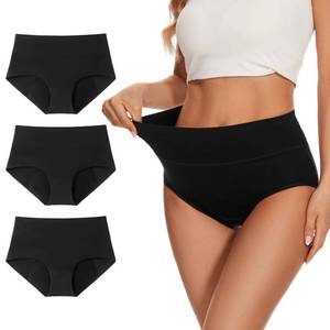 lot 16140 image: ALLBASE Womens Leakproof Period Underwear Heavy Flow Washable Postpartum Protection Panties High Absorbency Cotton High Waist Menstrual Briefs Black (3 Pack 4XL)