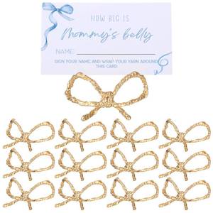 lot 16156 image: Leinuosen 12 Pcs Golden Bow Place Card Holders Bowknot Coquette Wedding Seating Labels Placecard Clips Name Photo Picture Cards Setting Display Stand for Party Birthday Baby Shower Table Sign Decor