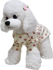 lot 16163 image: Petitebella Hearts Print Fleece Puppy Dog Tee (Medium, Beige)
