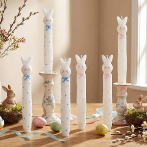 lot 16164 image: Nuanchu 4 Pcs Rabbit Shaped Taper Candles White Rabbits Candle Easter Table Centerpieces Easter Day Candlesticks Gifts Cute Farmhouse Decoration for Dinner Eastertide