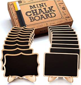 lot 16184 image: Mini Chalkboard Signs, 20 Pack Framed Small Chalk Board Food Labels with Easel Stand for Party Buffet or Wedding Celebration, Wooden Blackboard as Place Cards for Table Setting or Numbers