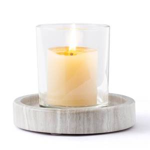 lot 16190 image: WORHE Candle Holders Italy Premium Natural Marble Candlestick Holder for Jar Pillar Candles Large Round Coaster Plate Jewelry Tray Centerpiece for Wedding Dining Table Home Decor Light Grey (WH074)
