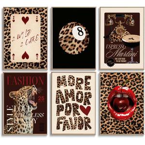 lot 16193 image: Tendy Leopard Wall Art Cheetah Canvas Prints Leopard 8 Ball Wall Decor Preppy Aesthetic Pictures Fashion Cheetah Poster Y2k Dorm Room Painting Funky Chic Artwork for Bedroom 8x10x6 Inch Unframed