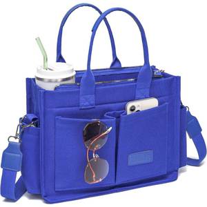 lot 16202 image: ZHMO Canvas Tote Bag for Women With Compartments and Zipper,Blue Womens Bags Crossbody Bags Work Laptop Tote Bag Large Satchels Handbags Tote Purse Everyday Shoulder Bag for Travel Nurse Teacher Gift