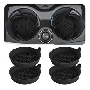 lot 16205 image: Zpana 4PCS Car Cup Holder Coasters, Silicone Non-Slip Vehicle Cup Recessed Mats, Sift-Proof Automotive Interior Drink Insert Decor Accessories, Universal for SUV, Sedan, Truck (Black)
