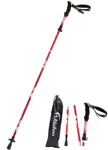 lot 16208 image: A ALAFEN Aluminum Collapsible Ultralight Travel Trekking Hiking Pole for Men and Women (Fits 53 - 62), Single Pole (1 Pack), Red