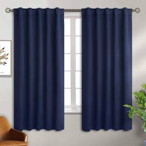 lot 16215 image: BGment Rod Pocket and Back Tab Blackout Curtains for Bedroom - Thermal Insulated Room Darkening Curtains for Living Room, 42x63 inch, 2 Window Curtain Panels, Navy Blue