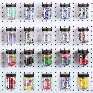 lot 19029 image: Unittype 20 Set Pegboard Organizer Accessories Peg Boards Jars with Lids Plastic Pegboards Bins Storage Containers Clear Peg Board Wall Organizer for Garage Sewing Office Home Supplies(Black)
