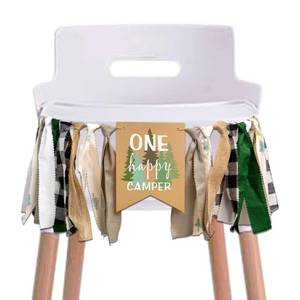 lot 20054 image: CANTLY One Happy Camper High Chair Banner - Camping Wild One Banner, Lumberjack First Birthday Party Decoration Supplies Garland, Happy Camper Birthday Party Decorations Garland, Camping Signs Party Banner