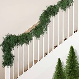 lot 20064 image: 2 Pcs Christmas Norfolk Pine Garland, 6 Ft Dense Pines Realistic Touch Garland Ornaments, Greenery Artificial Pine Cypress Garlands for Christmas Holiday Mantle Fireplace Table Home Decor