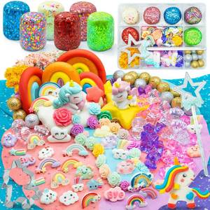 lot 20082 image: SIMPLIPLAY Unicorn Sensory Dough Kit, 6PCS 18oz Glitter Doughs with Accessories(120 Pcs), Non-Toxic Colorful Sensory Dough for Girls Gift with Cutter, Unicorn Toys, Improve Fine Motor Skills