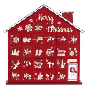 lot 20086 image: MEETYAMOR Christmas Advent Calendar, Wooden House 2025 Advent Calendar with 25 Large Drawers, 25 Days Until to Christmas Countdown for Home Indoor Living Room Table Mantel Decor, Red