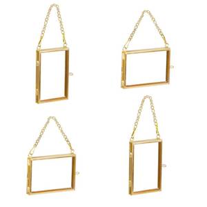 lot 20090 image: Alpertie 4PCS Glass Frame for Pressed Flowers, 2x3 Inch Mini Brass Hanging Photo Frame Double Glass Frame with Chain DIY Vintage Home Decor (Horizontal & Vertical)