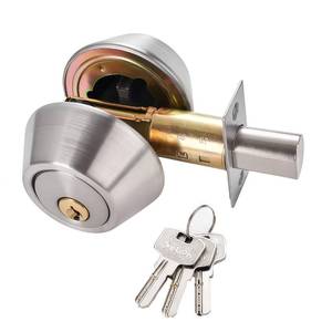 lot 20097 image: Eiqikayo Silver Steel Double-Head Cylinder Deadbolt Lock- High Security Anti-Kick Door Lock, Easy to Install, Fits Standard Doors, for Home, Apartment and Office Security