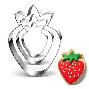 lot 20099 image: Auktosmn Strawberry Cookie Cutter Set-Size 3.5 2 1.5-2 Pieces-Dishwasher Safe Fondant Cookie Cutters for Baking
