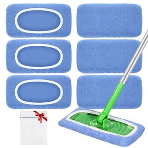 lot 20105 image: Reusable Mop Pads Compatible with Swiffer Sweeper Mop, Microfiber Dry Sweeping Cloths & Machine Washable Wet Pads Refill for Use on All Sealed Floors - Stone, Hardwood, Laminate & Tile (6 Blue)