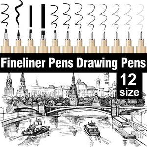 lot 20118 image: 12 Pack Micro-Pens Fineliner Drawing Pens Set,Fine Liner,Waterproof,No Ink Leakage Artist Pens.Black Drawing Pens Fine Point for Illustration,Technical Draw,Journaling,Manga,Sketching,Bible.