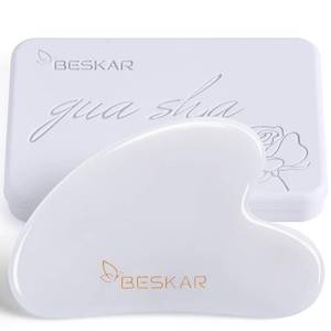 lot 20322 image: BESKAR Gua Sha Facial Tools, Natural Jade Stone Guasha Massager for Jawline Sculpting, Tighten Face Skin and Reduce Wrinkles, Face Eyes Body Neck Massage Tool, Skin Care Gift