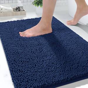 lot 20329 image: Yimobra Washable Bathroom Rugs, Super Soft & Absorbent Chenille Bath Mat for Floor & Carpet, Quick Dry Non Slip Bath Mat for Tub Shower, 32x20,Navy Blue