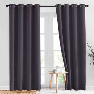 lot 20335 image: NICETOWN Block Window Curtains 84 Length - Home Fashion Greyish Purple Solid Grommet Room Darkening Window Treatments for Hall Room, 1 Pair, 52 Wide by 84 Long